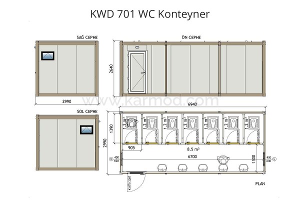 Κοντέινερ WC & Ντους KM - 65510C