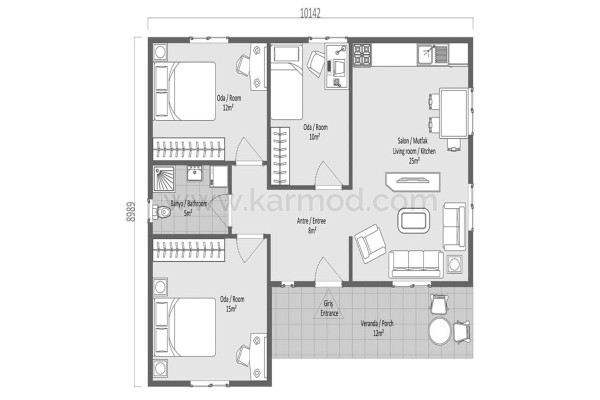 Προκατασκευασμένο Σπίτι 87 m² 3+1 Επτά Χρώματα