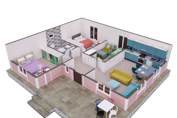 Προκατασκευασμένο Σπίτι 87 m² 3+1 Επτά Χρώματα