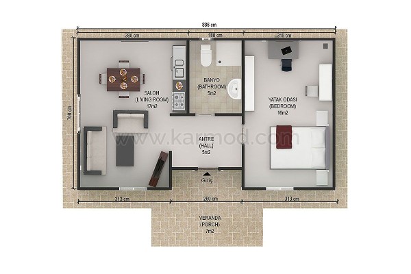 Προκατασκευασμένο Σπίτι 51 m² 1+1 Τζιραγκαν