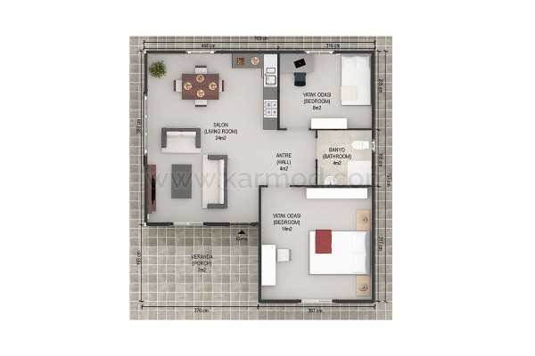 Προκατασκευασμένο Σπίτι 61 m² 2+1 Μπειλερμπεγι