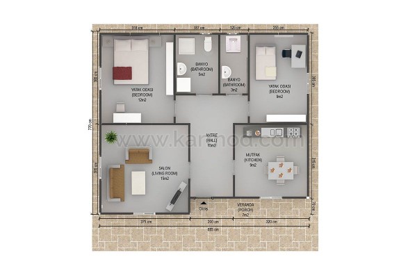 Προκατασκευασμένο Σπίτι 75 m² 2+1 Ισάκ Πασά