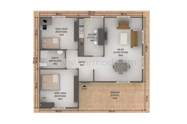 Προκατασκευασμένο Σπίτι 86 m² 2+1 Φλαμούρι