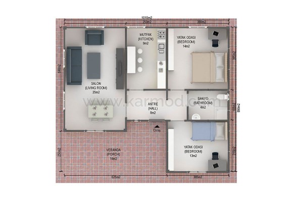 Προκατασκευασμένο Σπίτι 87 m² 2+1 Μπεικοζ