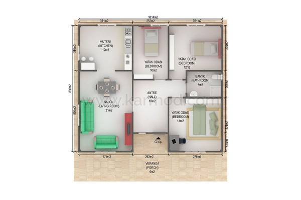 Προκατασκευασμένο Σπίτι 94 m² 3+1 Χιντιβ