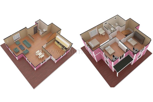 Προκατασκευασμένο Σπίτι 147 m² Ροζ