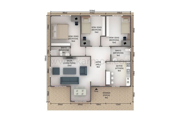 Προκατασκευασμένο Σπίτι 96 m² 3+1 Κουτζουξου