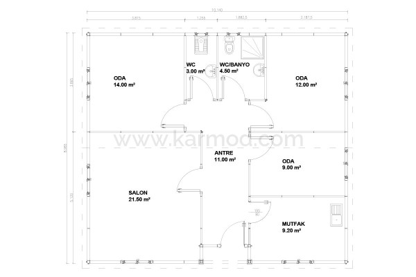 Προκατασκευασμένο Σπίτι 91 m² 3+1
